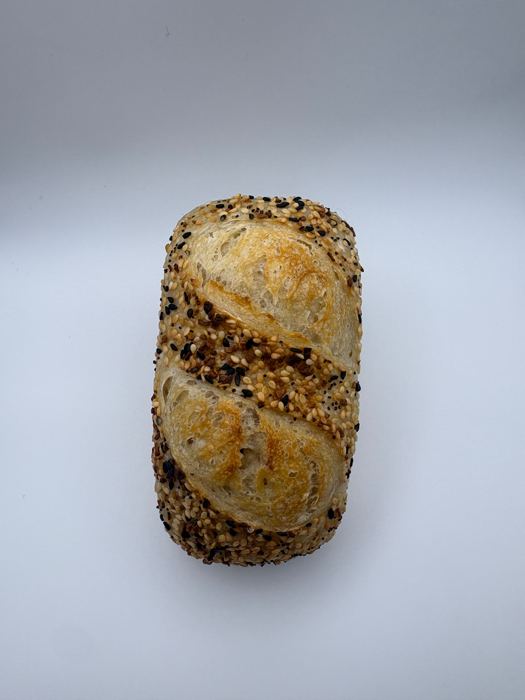 An everything seasoning sourdough batard